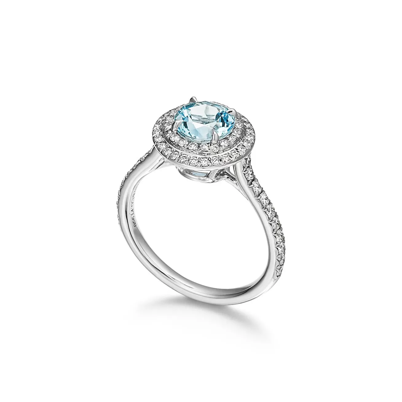 Tiffany & Co. Tiffany Soleste® ring in platinum with a .70-carat aquamarine and diamonds. | ^ Rings | Gifts for Her