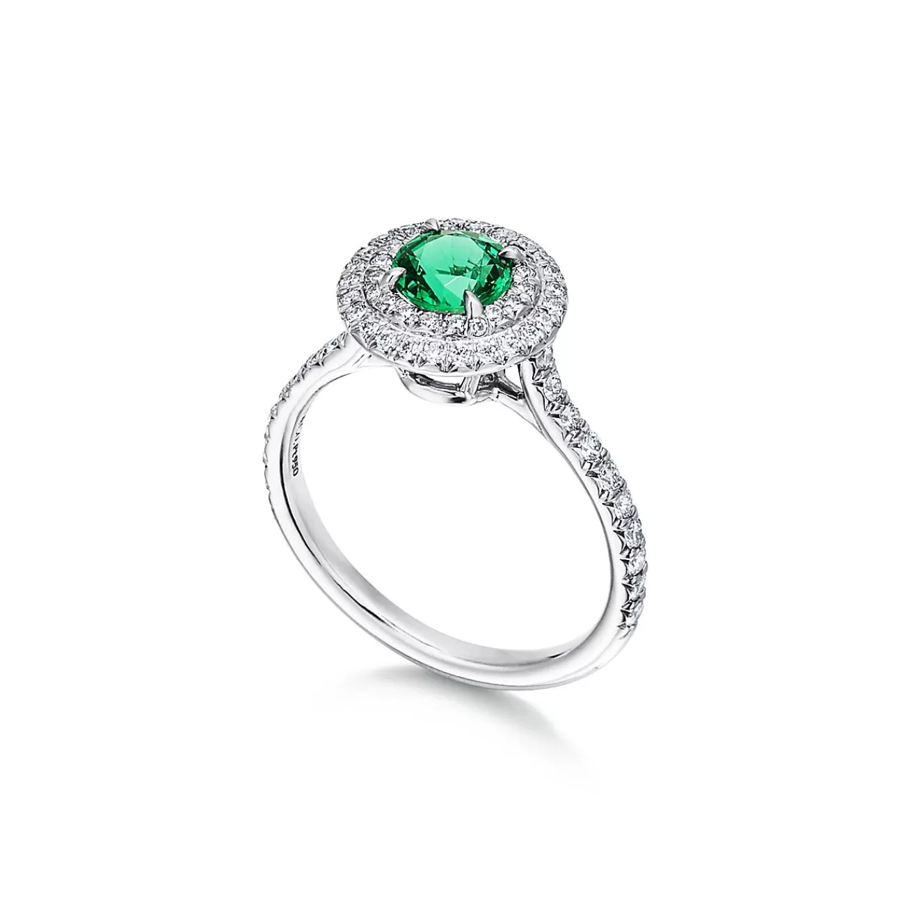 Tiffany & Co. Tiffany Soleste® ring in platinum with diamonds and an emerald. | ^ Rings | Platinum Jewelry