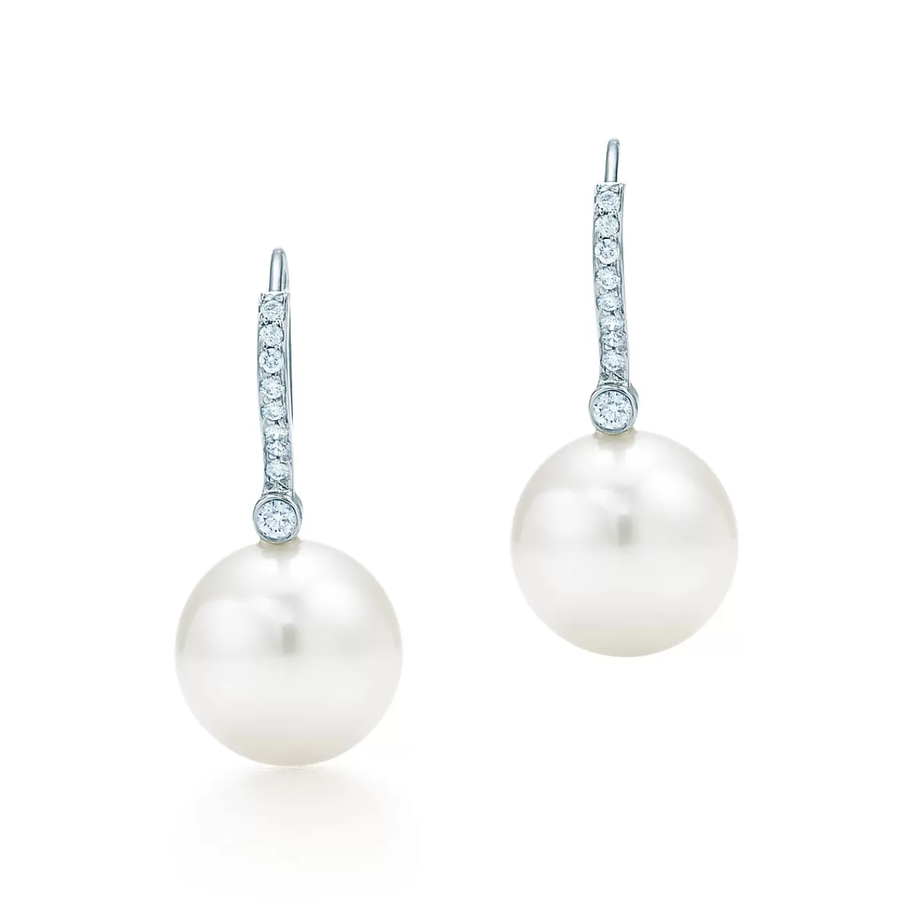 Tiffany & Co. Tiffany South Sea Noble earrings in platinum with cultured pearls and diamonds. | ^ Earrings | Platinum Jewelry