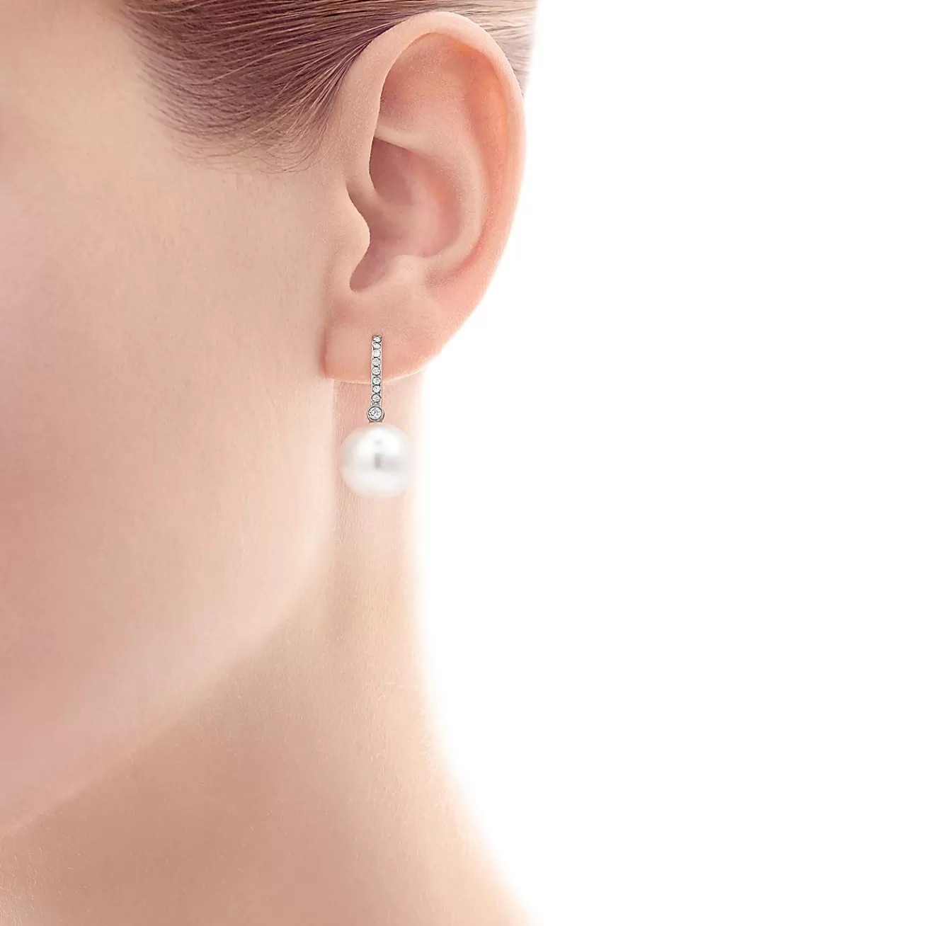 Tiffany & Co. Tiffany South Sea Noble earrings in platinum with cultured pearls and diamonds. | ^ Earrings | Platinum Jewelry