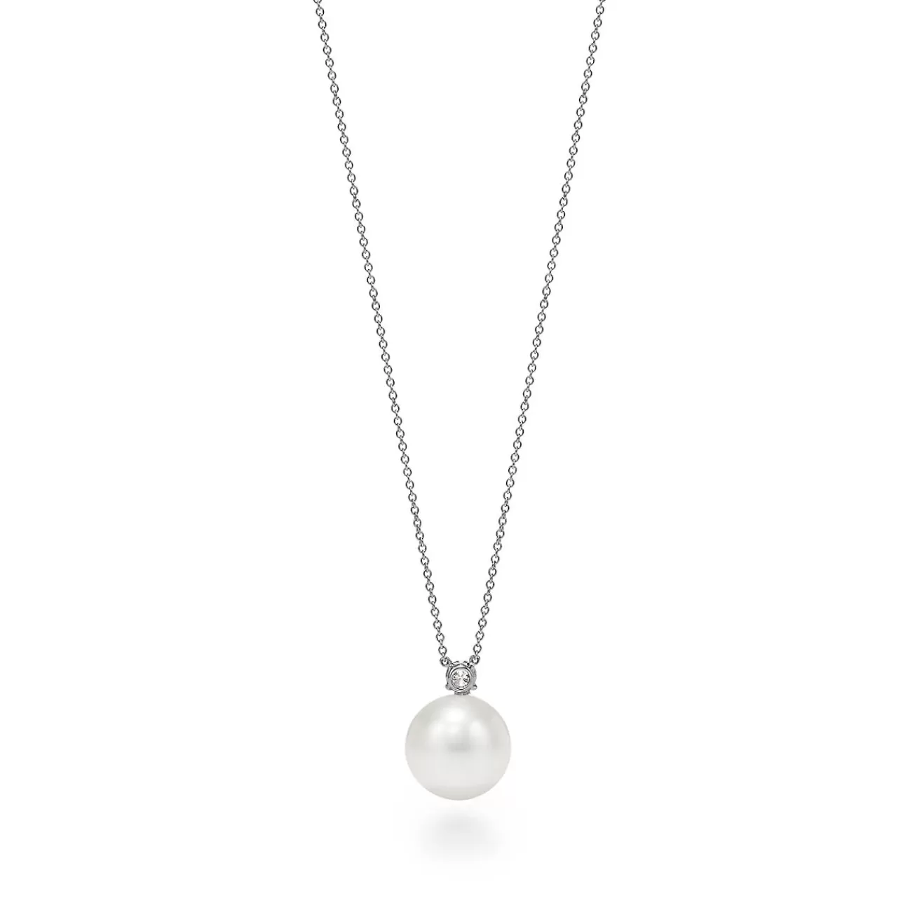 Tiffany & Co. Tiffany South Sea Noble pendant in platinum with a cultured pearl and a diamond. | ^ Necklaces & Pendants | Platinum Jewelry