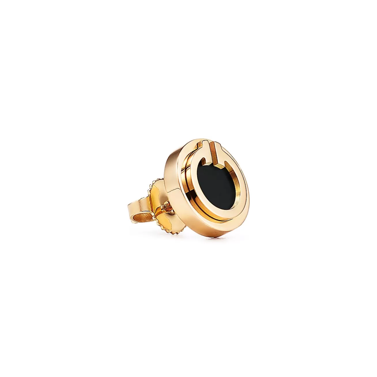 Tiffany & Co. Tiffany T black onyx circle earrings in 18k gold. | ^ Earrings | Gold Jewelry