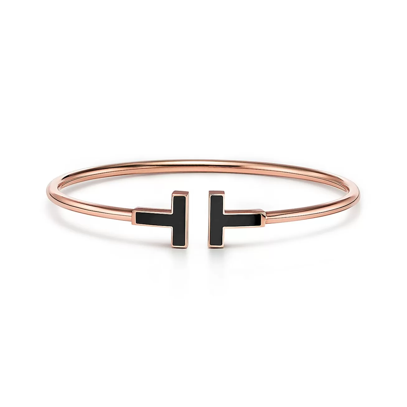 Tiffany & Co. Tiffany T black onyx wire bracelet in 18k rose gold, medium. | ^ Bracelets | Men's Jewelry