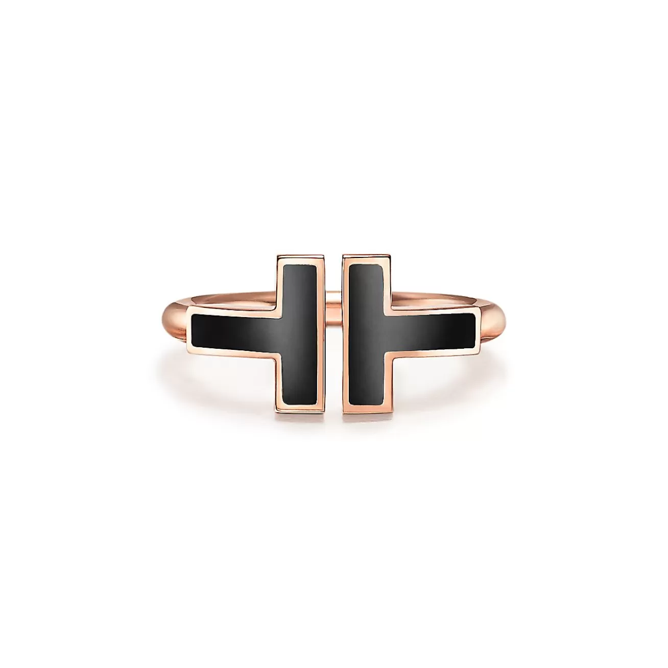 Tiffany & Co. Tiffany T black onyx wire ring in 18k rose gold. | ^ Rings | Rose Gold Jewelry