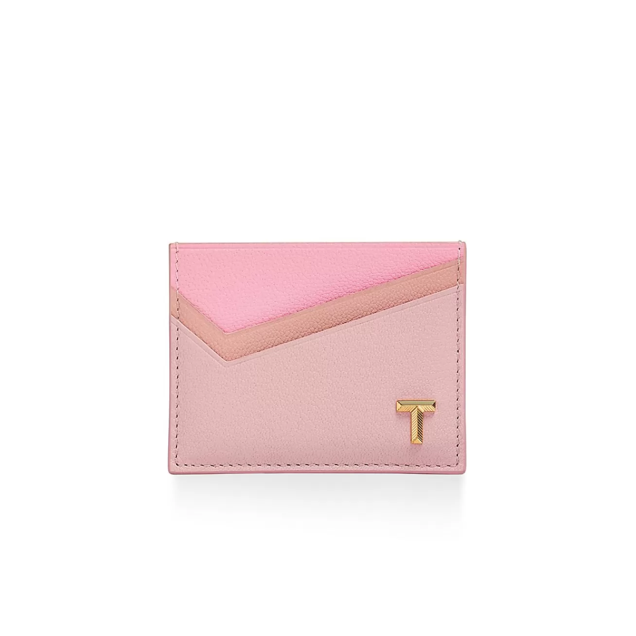 Tiffany & Co. Tiffany T Card Case in Pink Colorblock Leather | ^ Business Gifts | Small Leather Goods