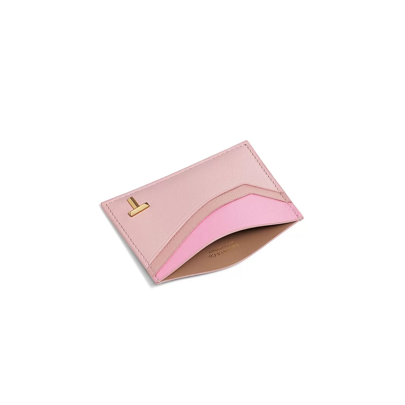 Tiffany & Co. Tiffany T Card Case in Pink Colorblock Leather | ^ Business Gifts | Small Leather Goods