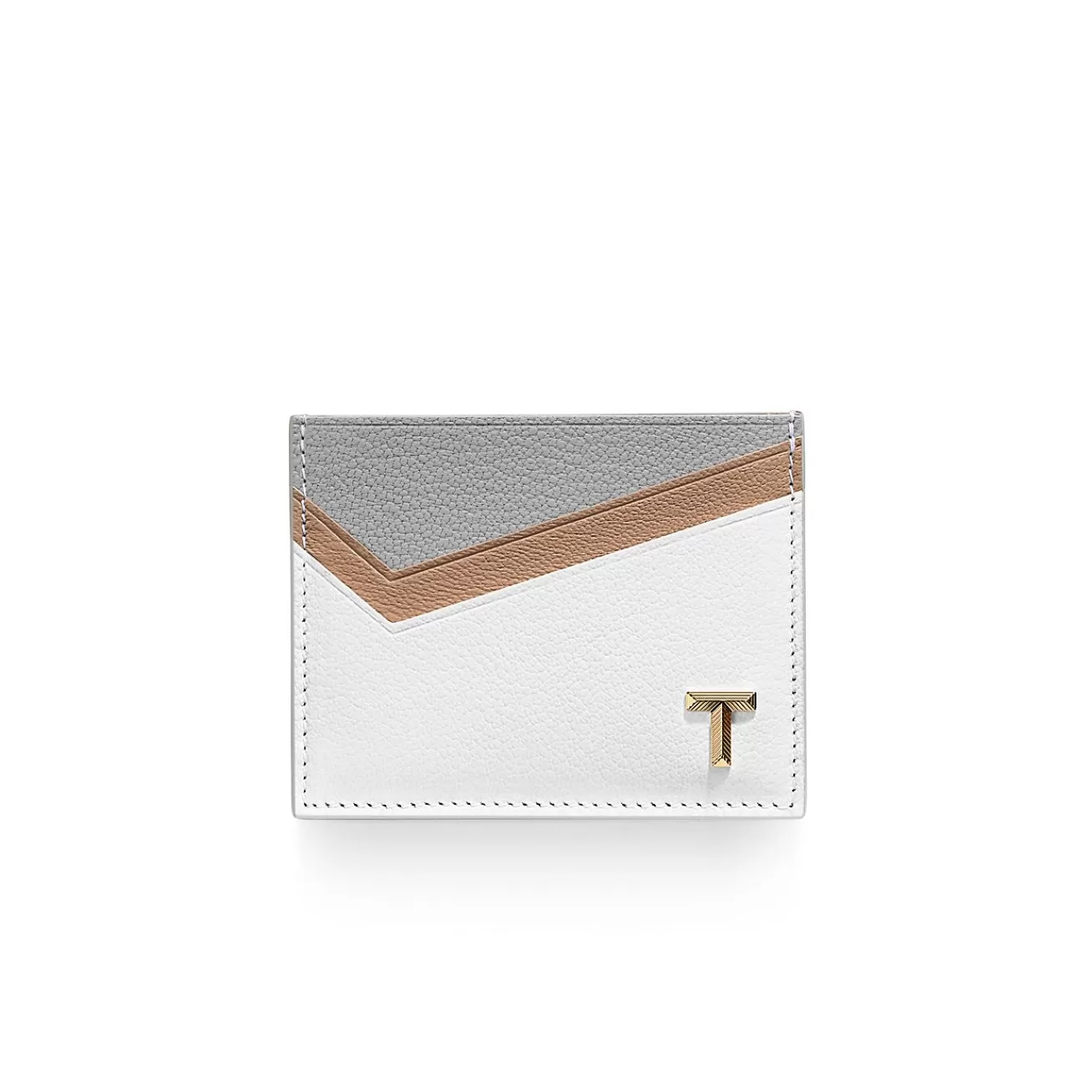 Tiffany & Co. Tiffany T Card Case in Taupe Colorblock Leather | ^Women Business Gifts | Small Leather Goods