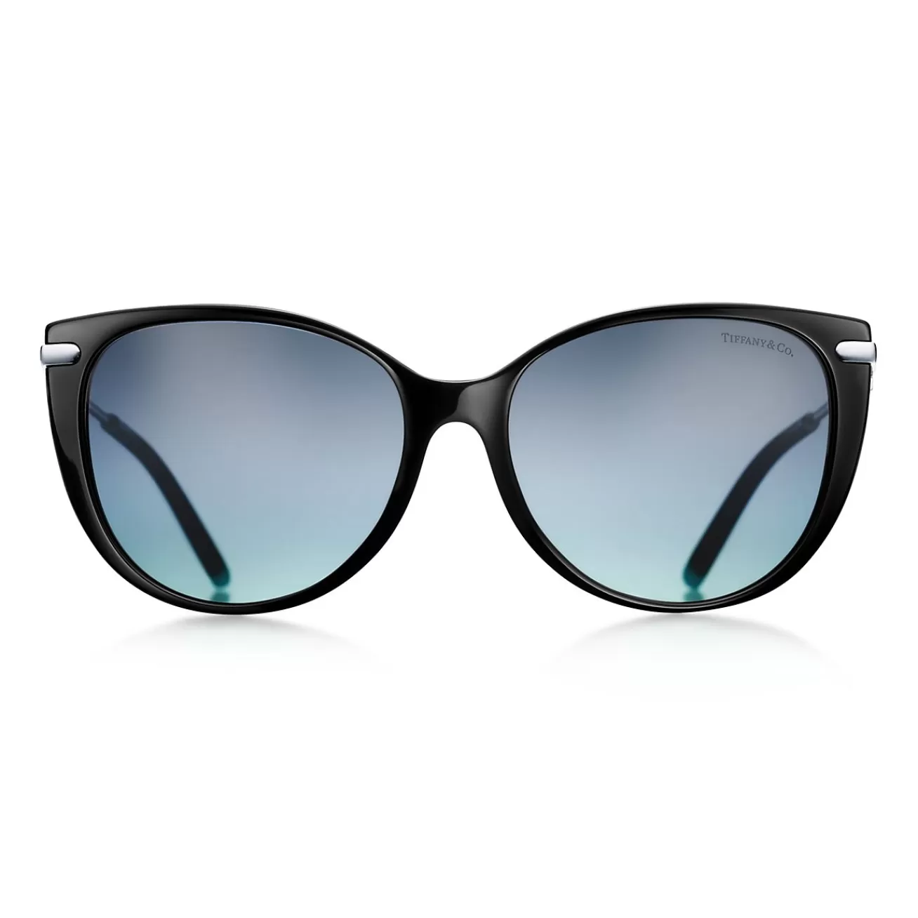 Tiffany & Co. Tiffany T Cat Eye Sunglasses in Black Acetate with Tiffany Blue® Enamel | ^ Tiffany T | Tiffany Blue® Gifts