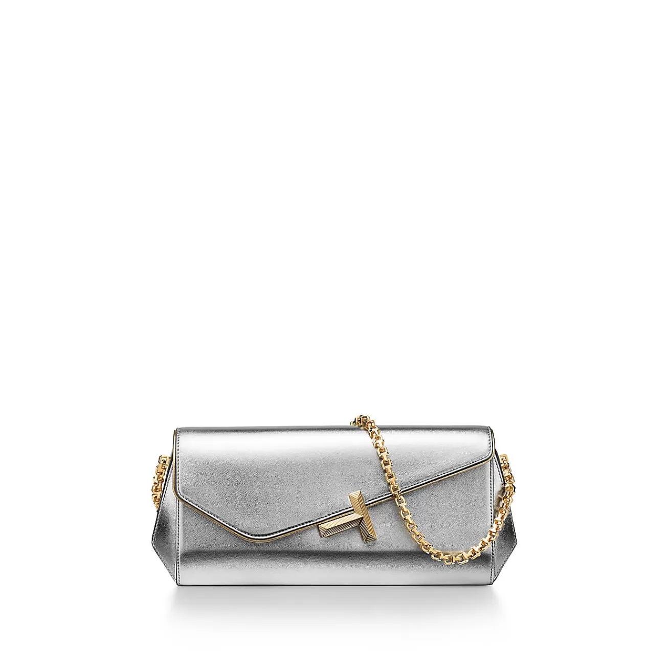 Tiffany & Co. Tiffany T Clutch in Silver-colored Leather on a Chain | ^Women Bags | Women's Accessories