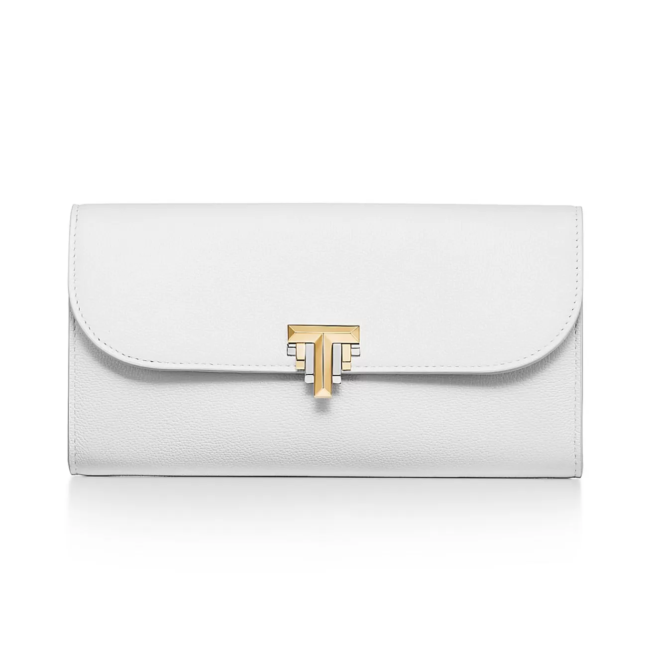 Tiffany & Co. Tiffany T Deco Continental Wallet in White Leather | ^Women Small Leather Goods | Women's Accessories