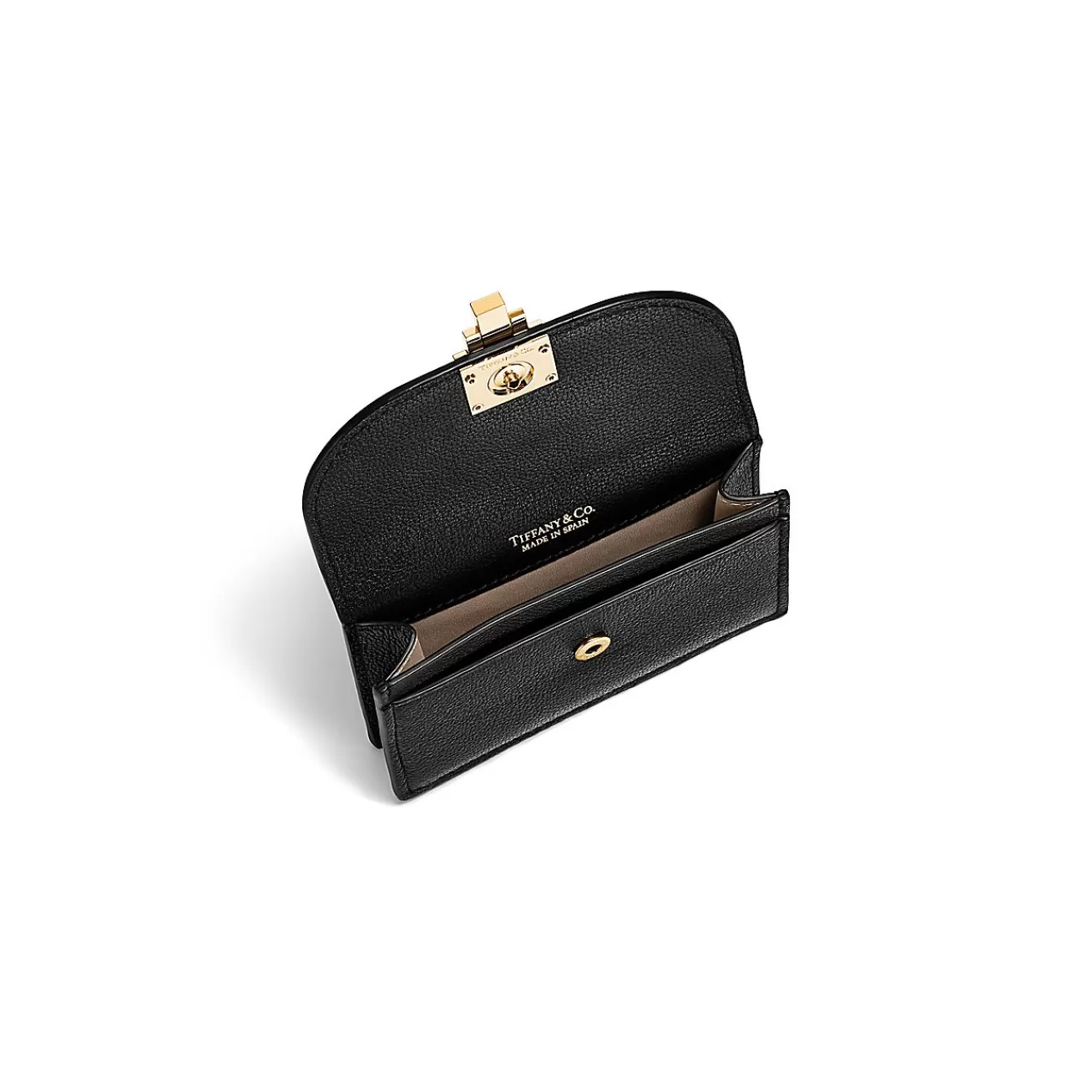 Tiffany & Co. Tiffany T Deco Flap Card Holder in Black Leather | ^Women Small Leather Goods | Women's Accessories