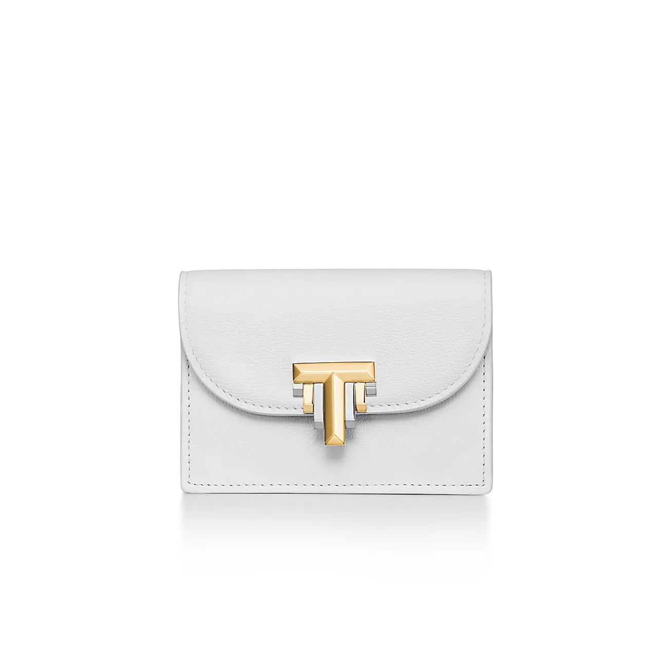 Tiffany & Co. Tiffany T Deco Flap Card Holder in White Leather | ^Women Small Leather Goods | Women's Accessories
