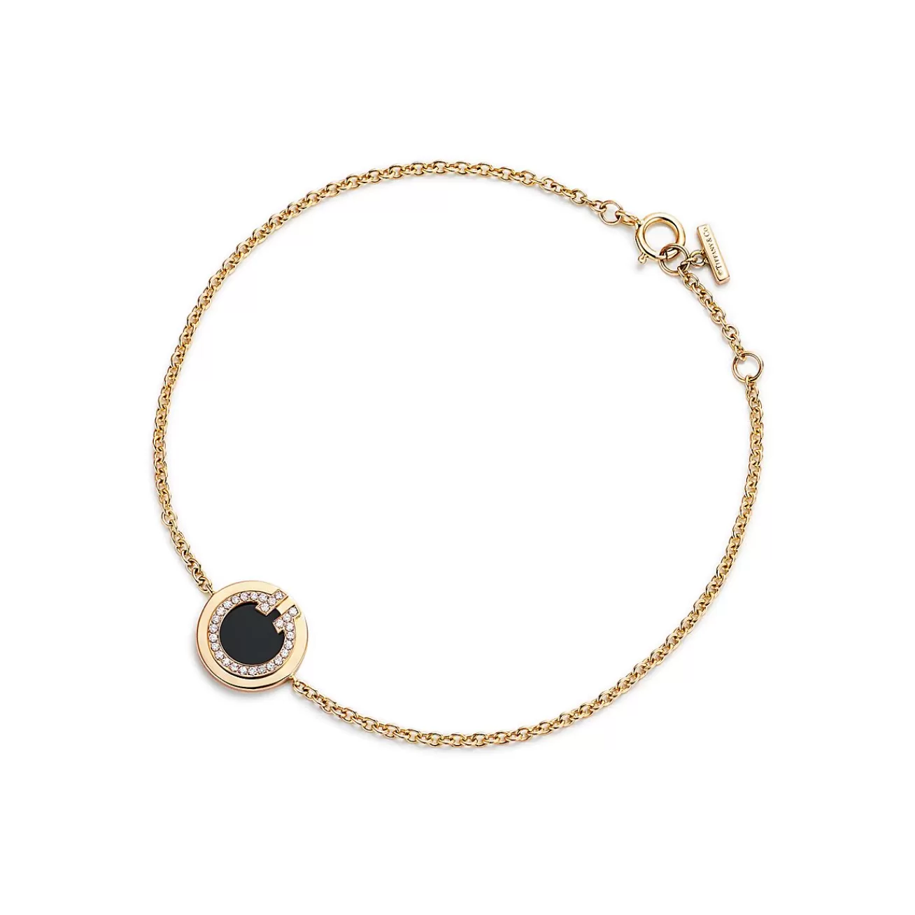 Tiffany & Co. Tiffany T diamond and black onyx circle bracelet in 18k gold. | ^ Bracelets | Gold Jewelry