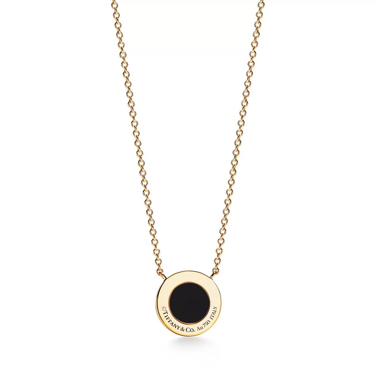 Tiffany & Co. Tiffany T diamond and black onyx circle pendant in 18k gold, small. | ^ Necklaces & Pendants | Men's Jewelry