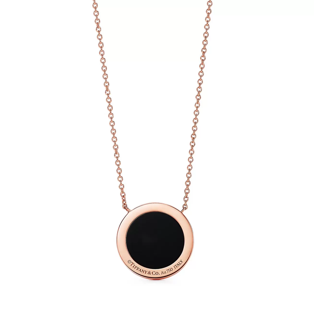 Tiffany & Co. Tiffany T diamond and black onyx circle pendant in 18k rose gold. | ^ Necklaces & Pendants | Men's Jewelry