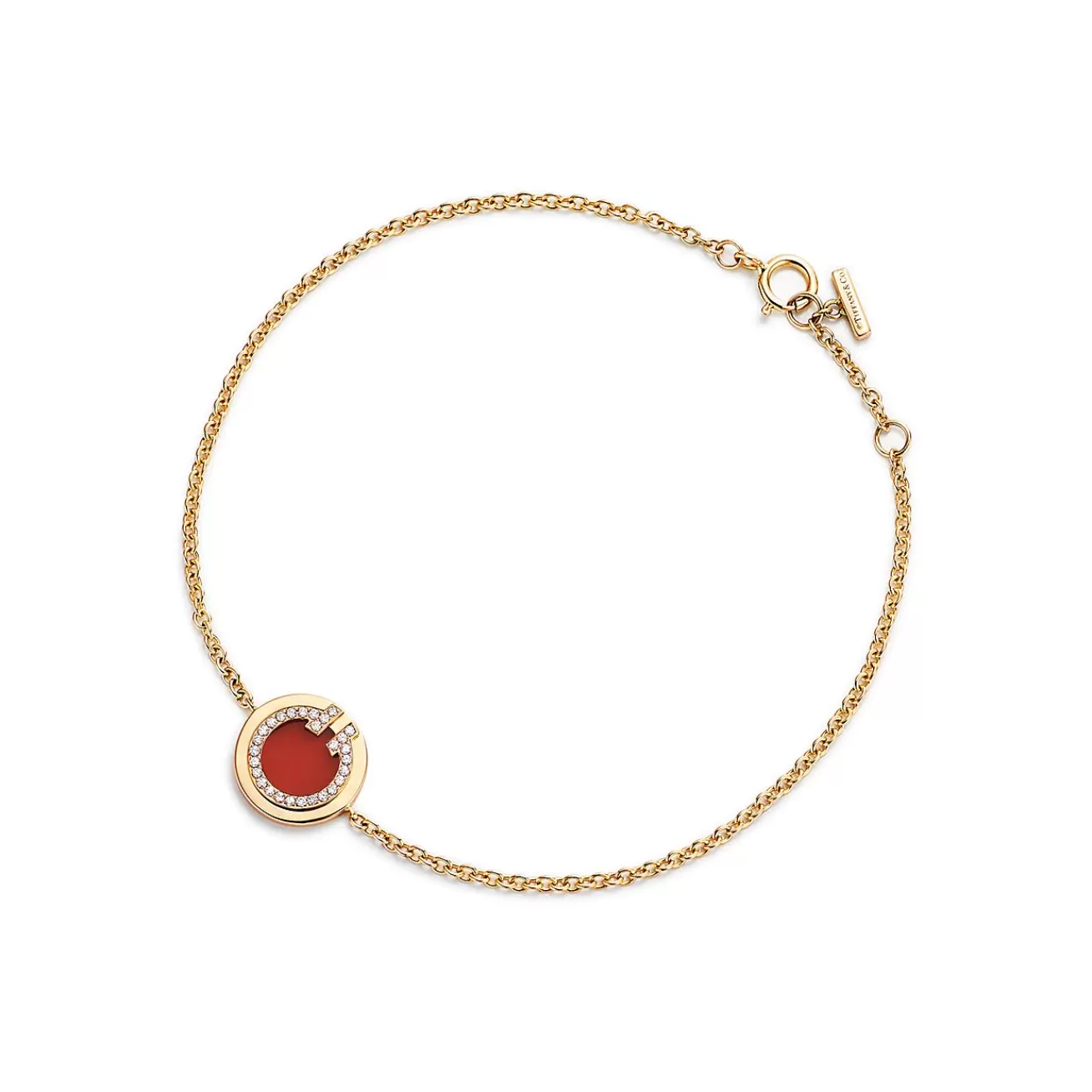 Tiffany & Co. Tiffany T diamond and carnelian circle bracelet in 18k gold, medium-large. | ^ Bracelets | Gold Jewelry