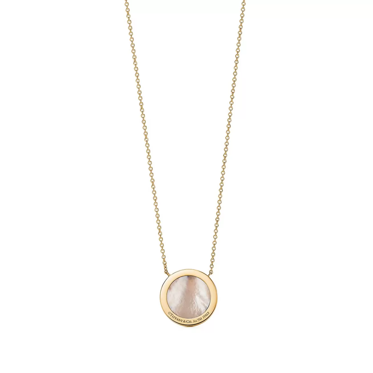 Tiffany & Co. Tiffany T diamond and mother-of-pearl circle pendant in 18k gold. | ^ Necklaces & Pendants | Gold Jewelry