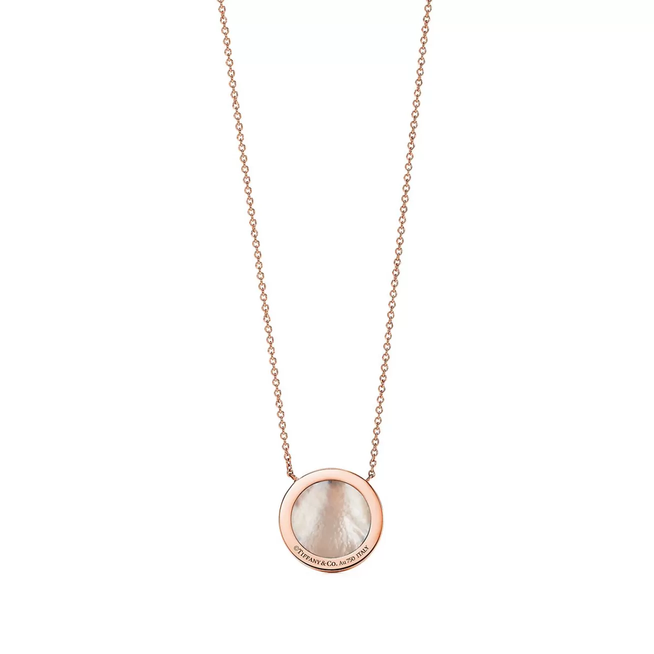 Tiffany & Co. Tiffany T diamond and mother-of-pearl circle pendant in 18k rose gold. | ^ Necklaces & Pendants | Gifts for Her