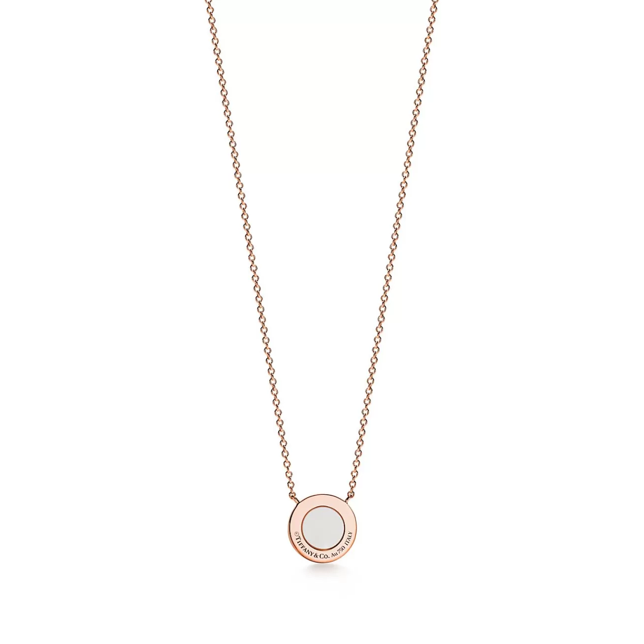 Tiffany & Co. Tiffany T diamond and mother-of-pearl circle pendant in 18k rose gold. | ^ Necklaces & Pendants | Dainty Jewelry