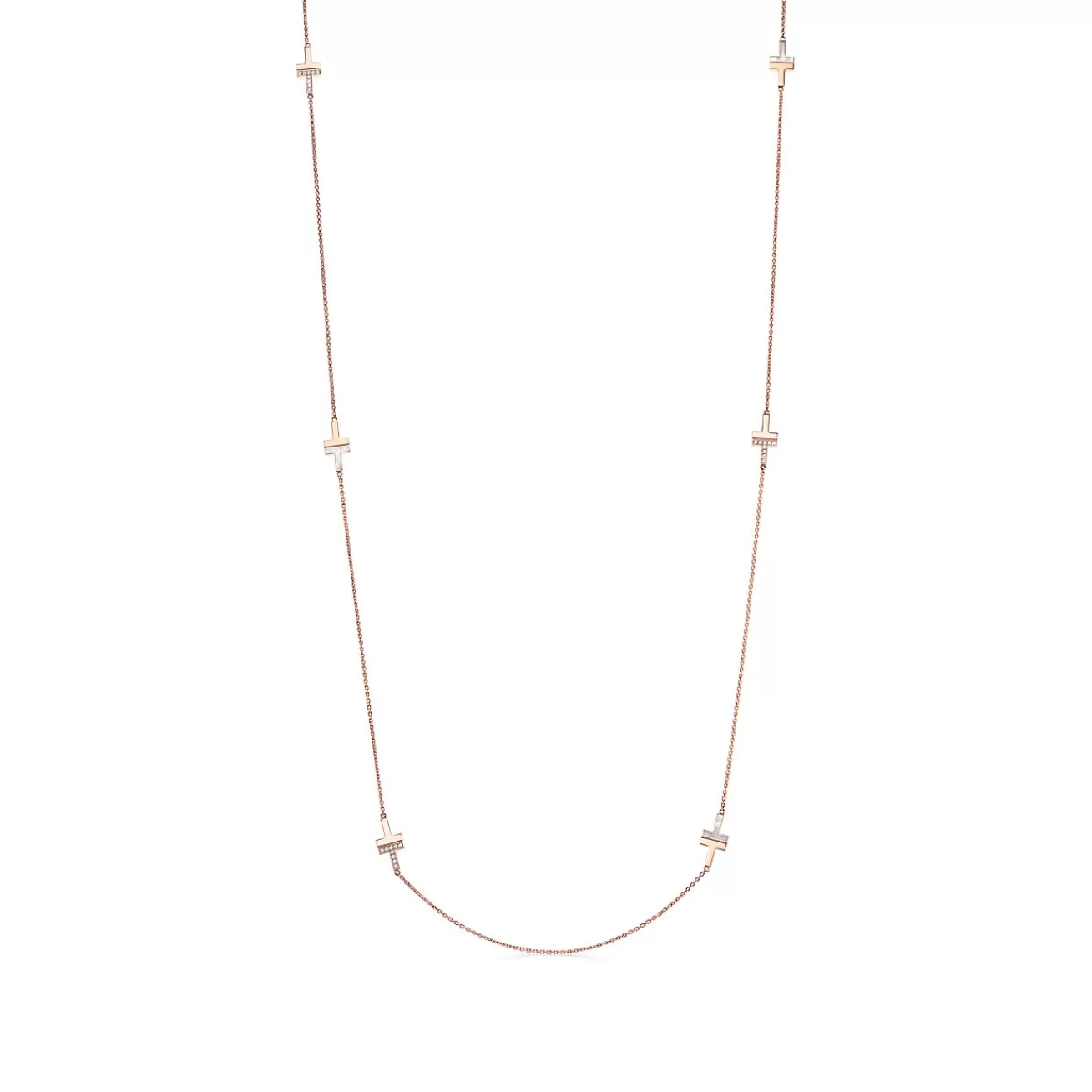 Tiffany & Co. Tiffany T diamond and mother-of-pearl station necklace in 18k rose gold. | ^ Necklaces & Pendants | Gifts for Her