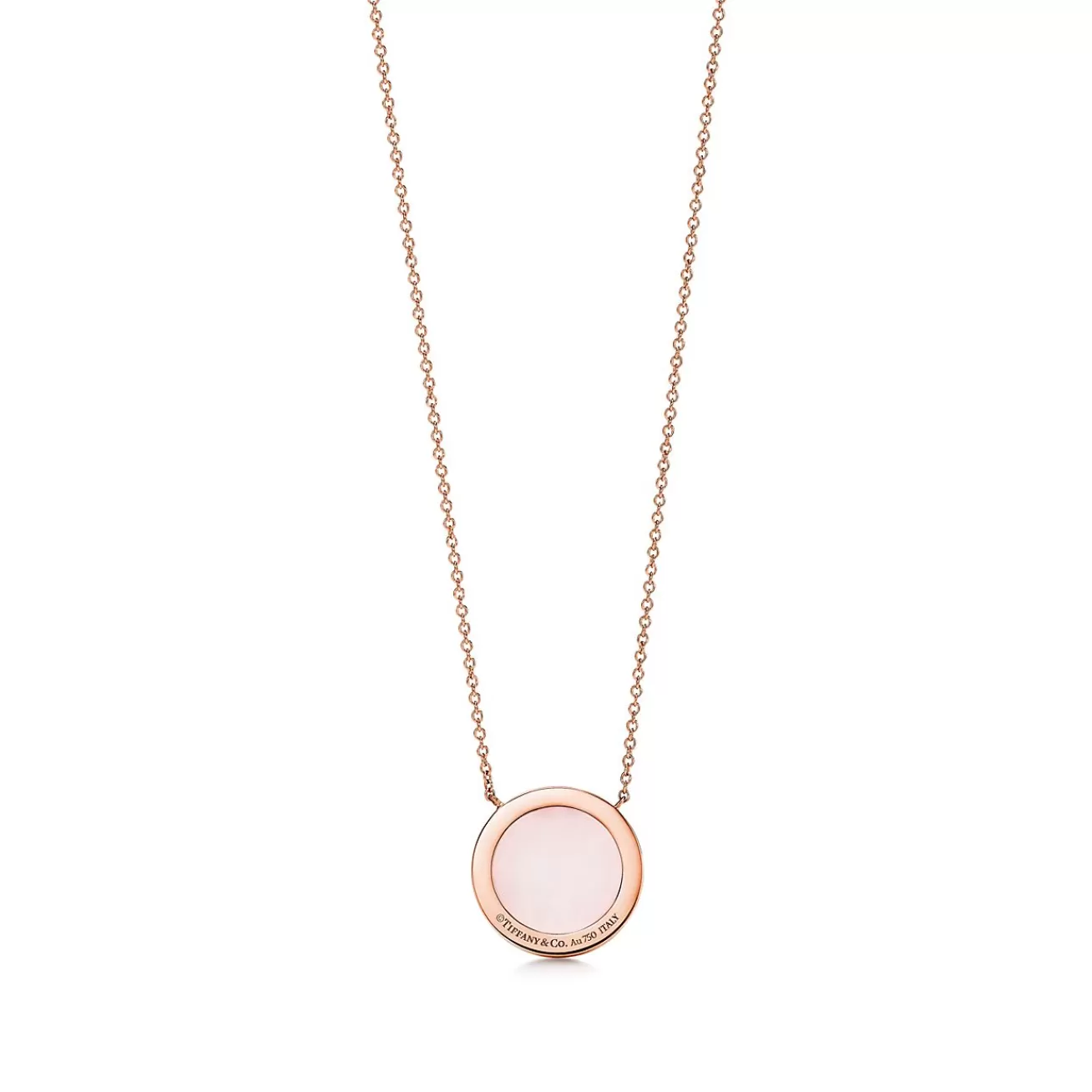 Tiffany & Co. Tiffany T diamond and pink opal circle pendant in 18k rose gold. | ^ Necklaces & Pendants | Rose Gold Jewelry