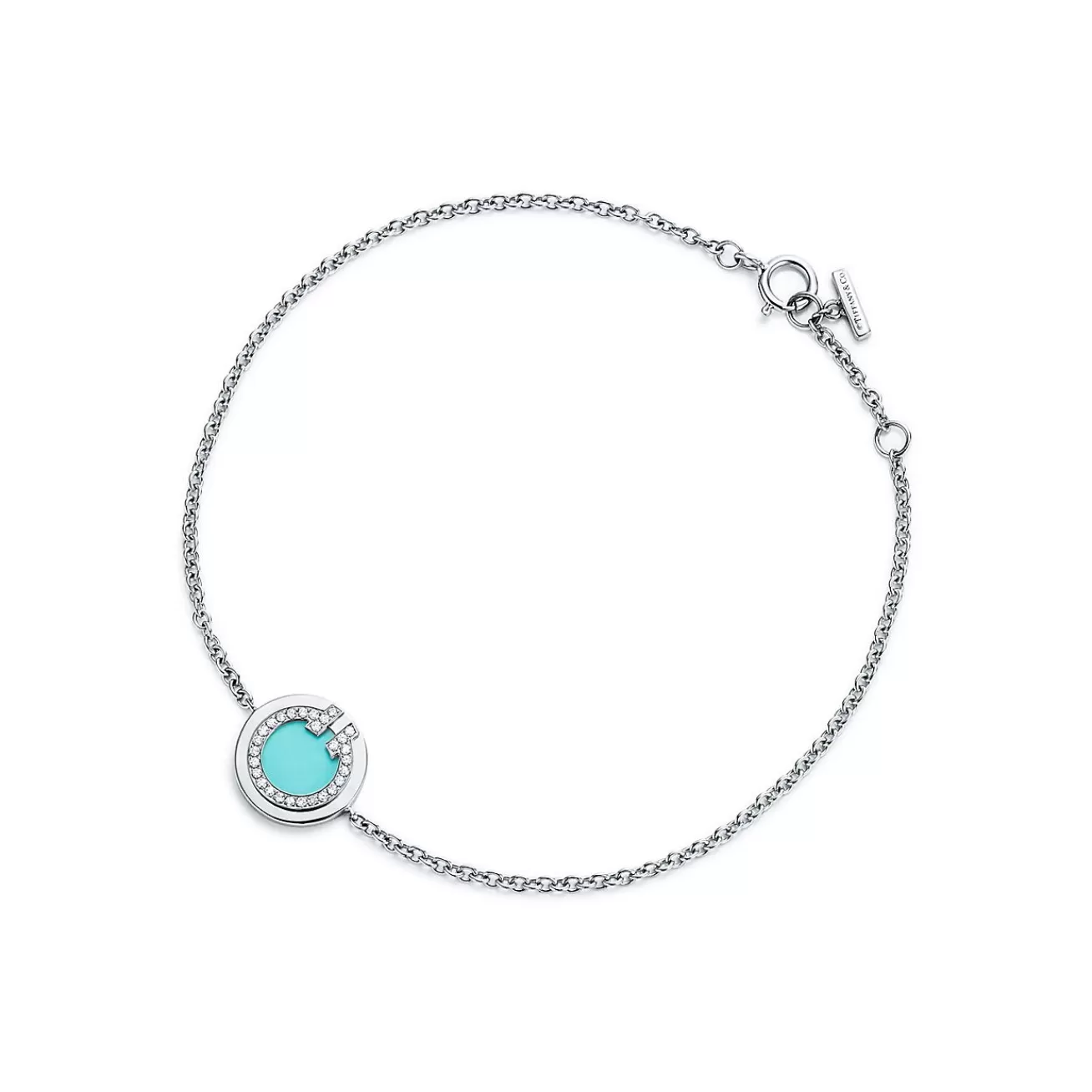 Tiffany & Co. Tiffany T diamond and turquoise circle bracelet in 18k white gold. | ^ Bracelets | Diamond Jewelry