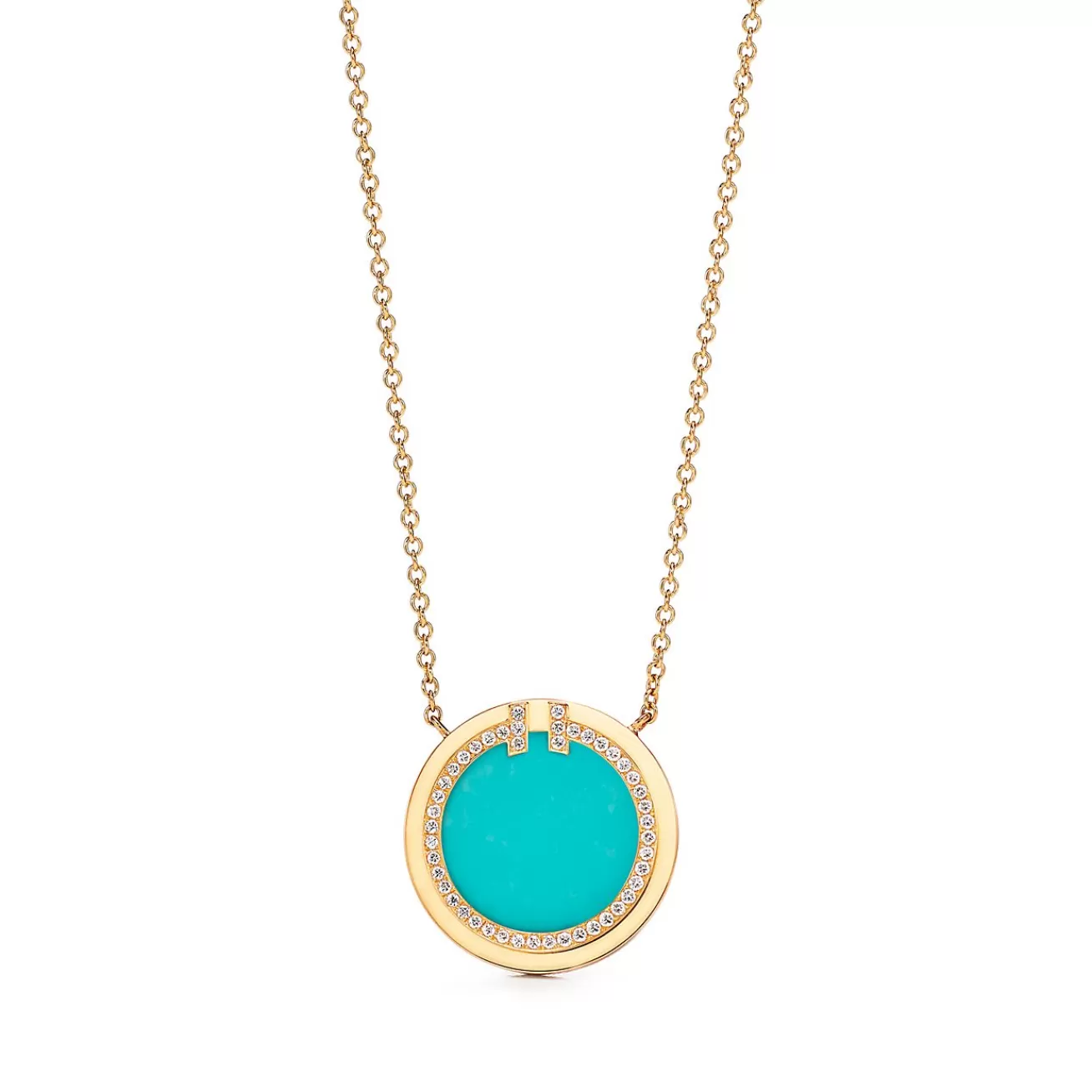 Tiffany & Co. Tiffany T diamond and turquoise circle pendant in 18k gold. | ^ Necklaces & Pendants | Gold Jewelry