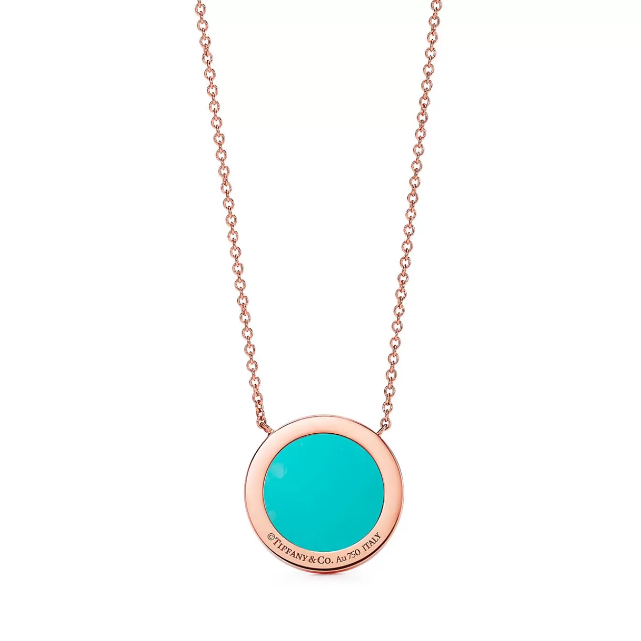 Tiffany & Co. Tiffany T diamond and turquoise circle pendant in 18k rose gold. | ^ Necklaces & Pendants | Rose Gold Jewelry
