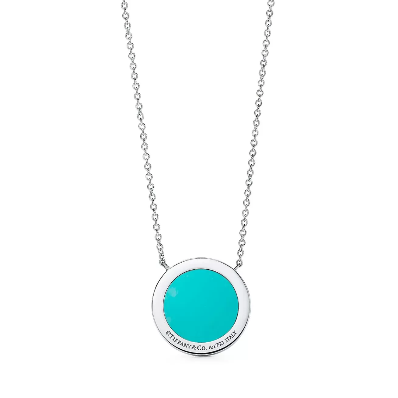 Tiffany & Co. Tiffany T diamond and turquoise circle pendant in 18k white gold. | ^ Necklaces & Pendants | Diamond Jewelry