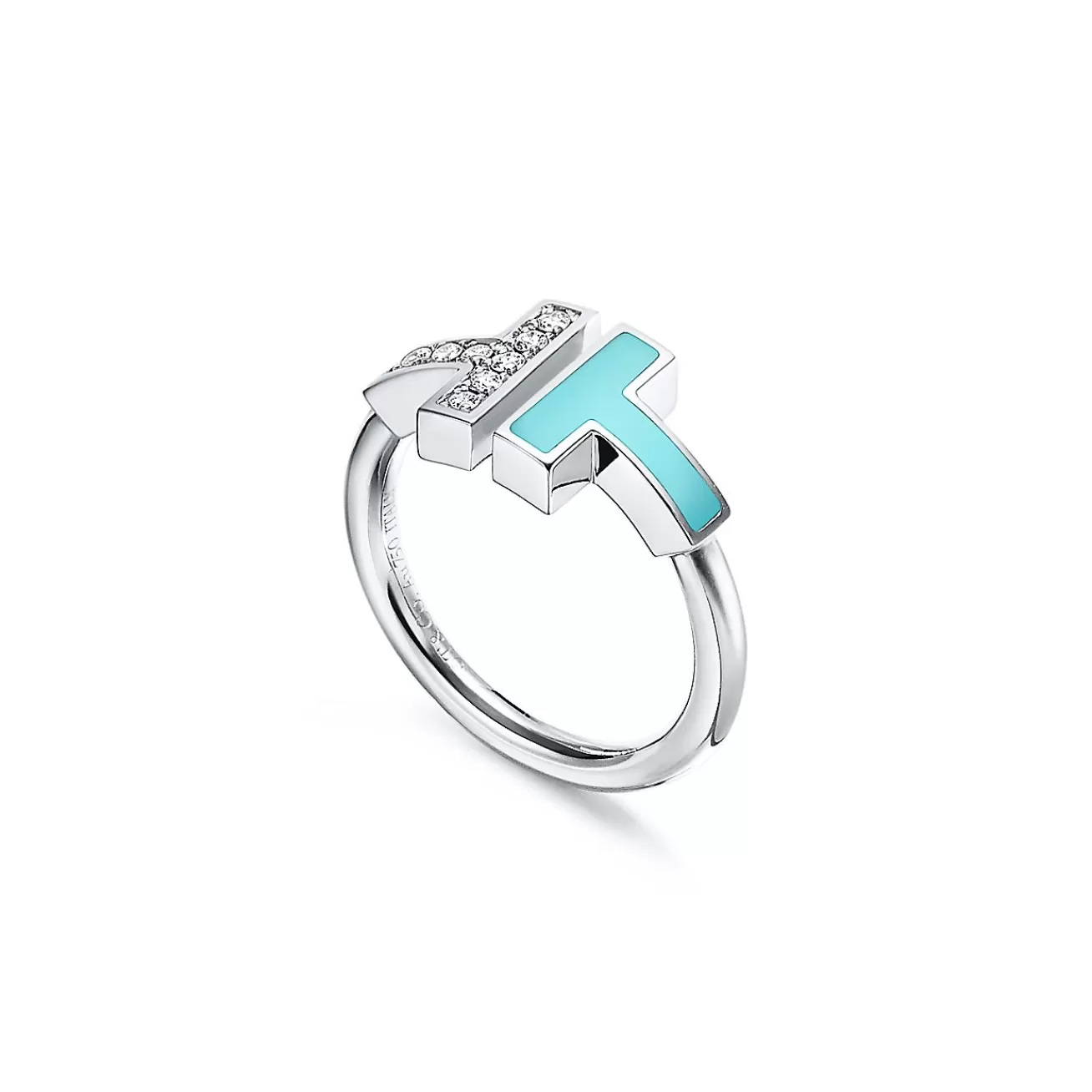 Tiffany & Co. Tiffany T diamond and turquoise wire ring in 18k white gold. | ^ Rings | Gifts for Her