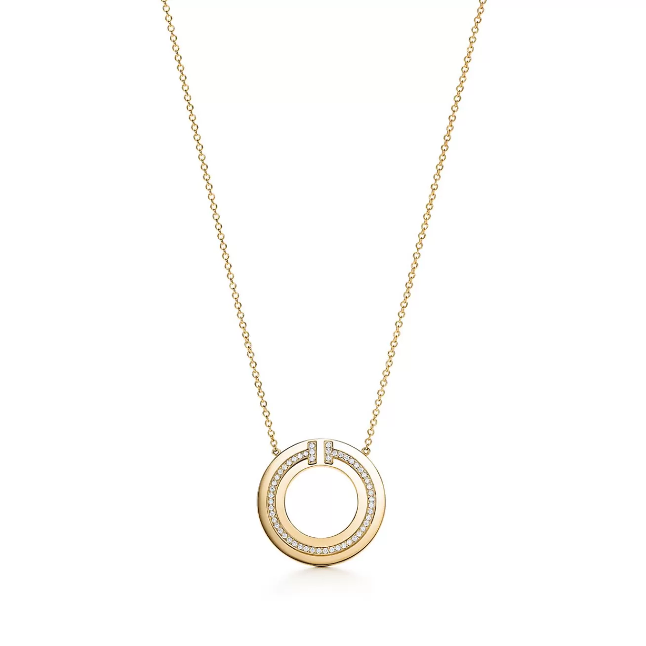 Tiffany & Co. Tiffany T diamond circle pendant in 18k gold. | ^ Necklaces & Pendants | Gold Jewelry