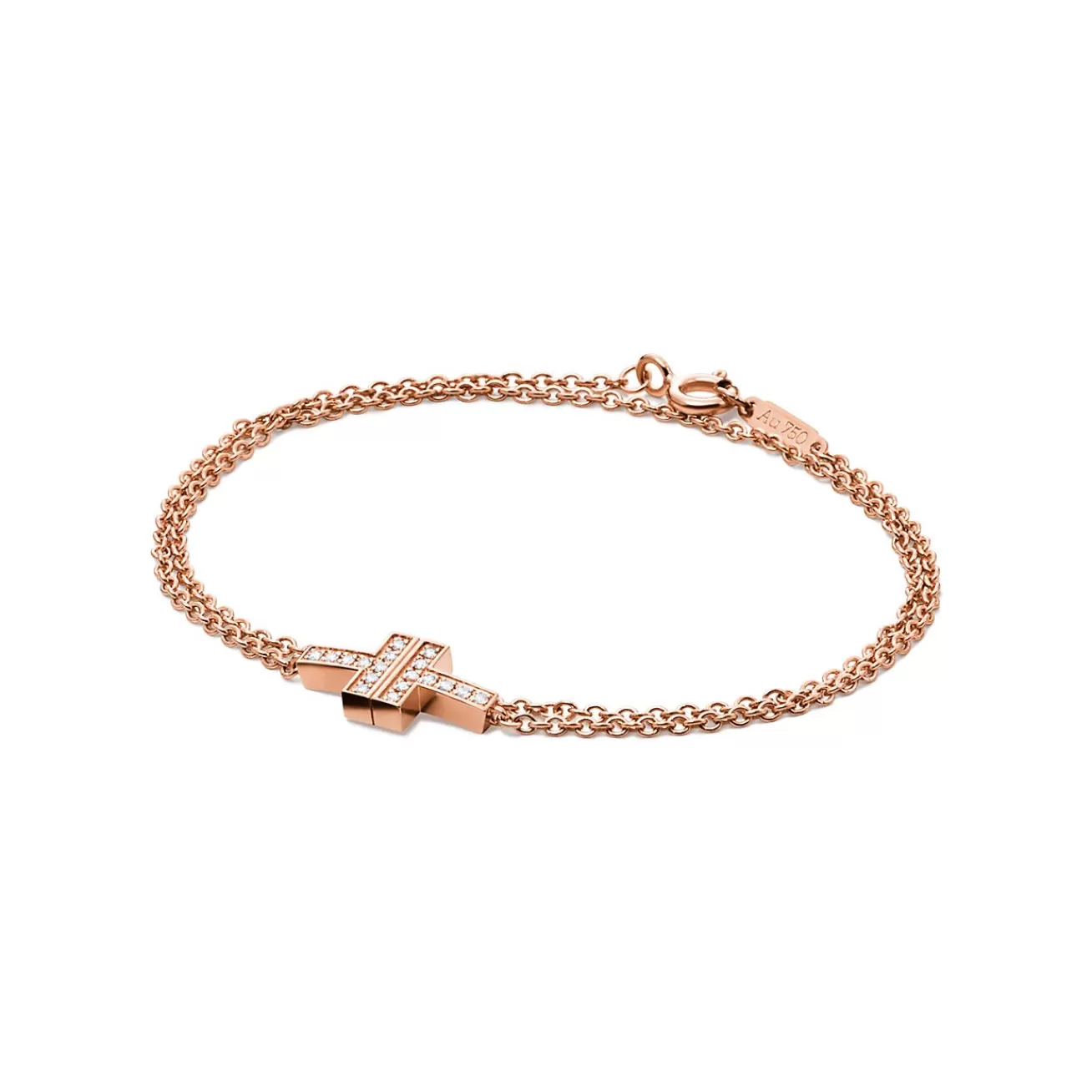 Tiffany & Co. Tiffany T diamond double chain bracelet in 18k rose gold, medium. | ^ Bracelets | Rose Gold Jewelry