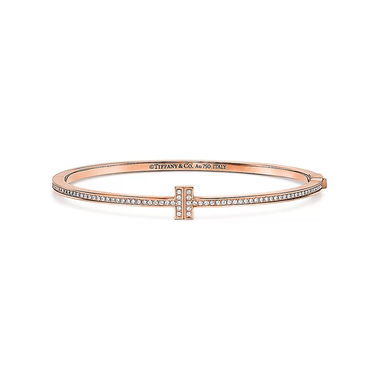 Tiffany & Co. Tiffany T diamond hinged wire bangle in 18k rose gold, medium. | ^ Bracelets | Rose Gold Jewelry