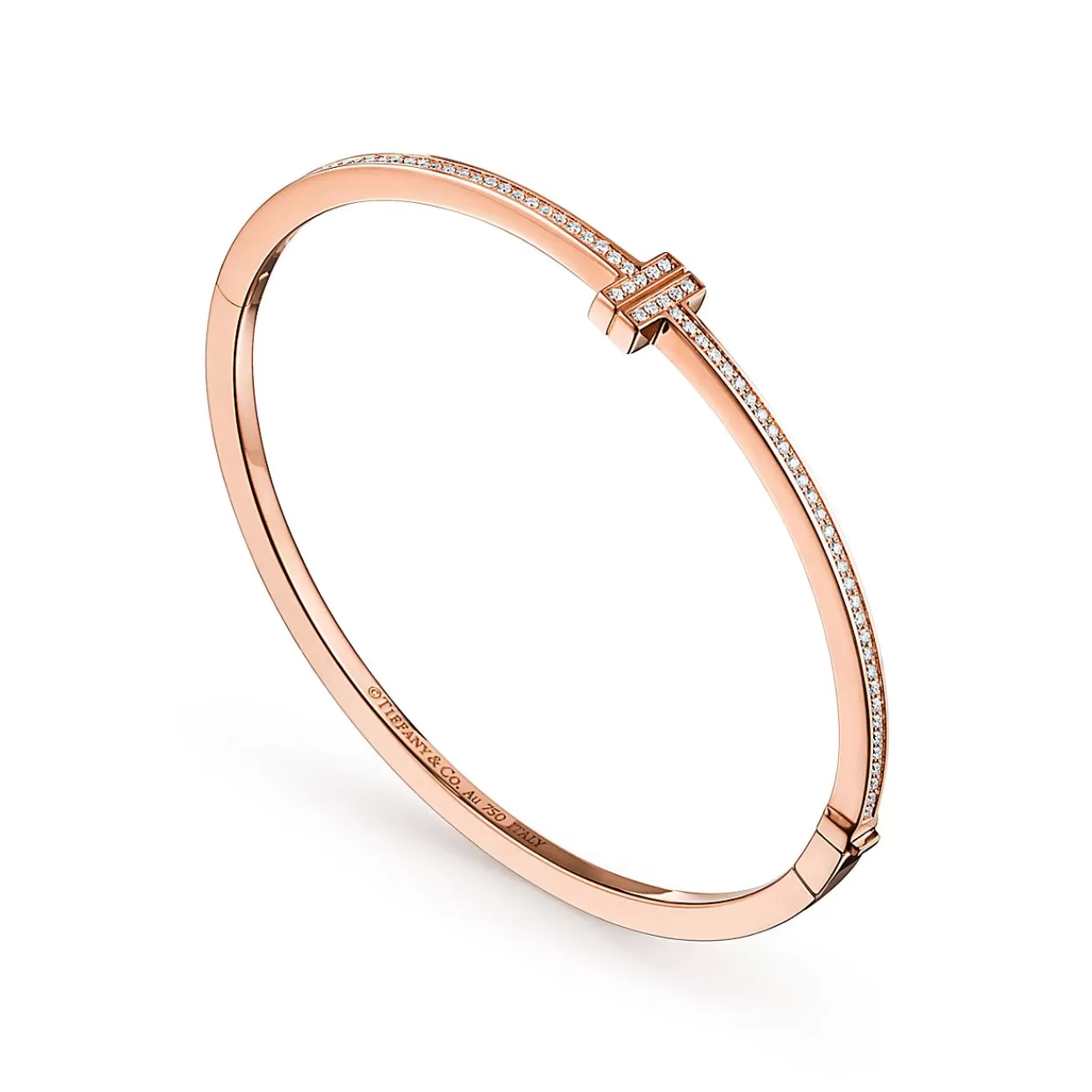 Tiffany & Co. Tiffany T diamond hinged wire bangle in 18k rose gold, medium. | ^ Bracelets | Rose Gold Jewelry