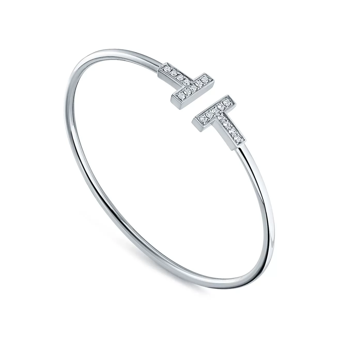 Tiffany & Co. Tiffany T diamond wire bracelet in 18k white gold, medium. | ^ Bracelets | Men's Jewelry