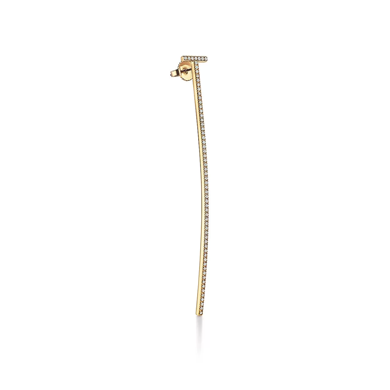 Tiffany & Co. Tiffany T elongated wire bar earrings in 18k gold with diamonds. | ^ Earrings | Gold Jewelry