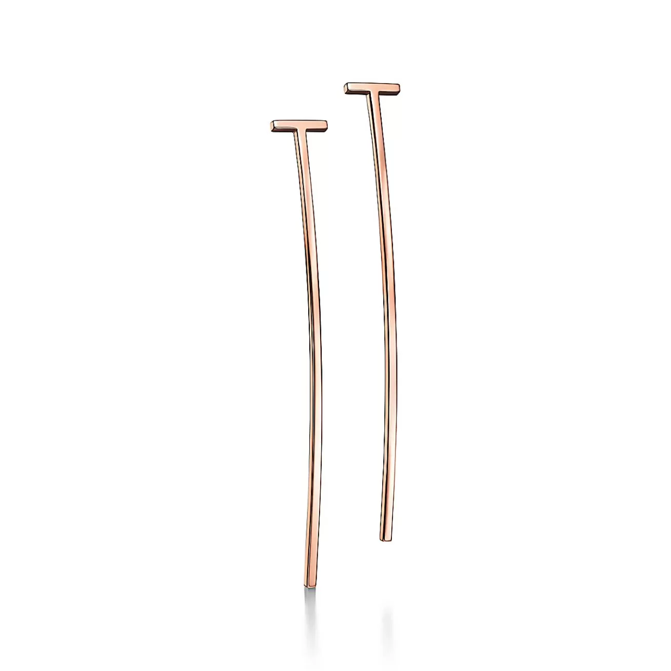 Tiffany & Co. Tiffany T elongated wire bar earrings in 18k rose gold. | ^ Rose Gold Jewelry | Tiffany T