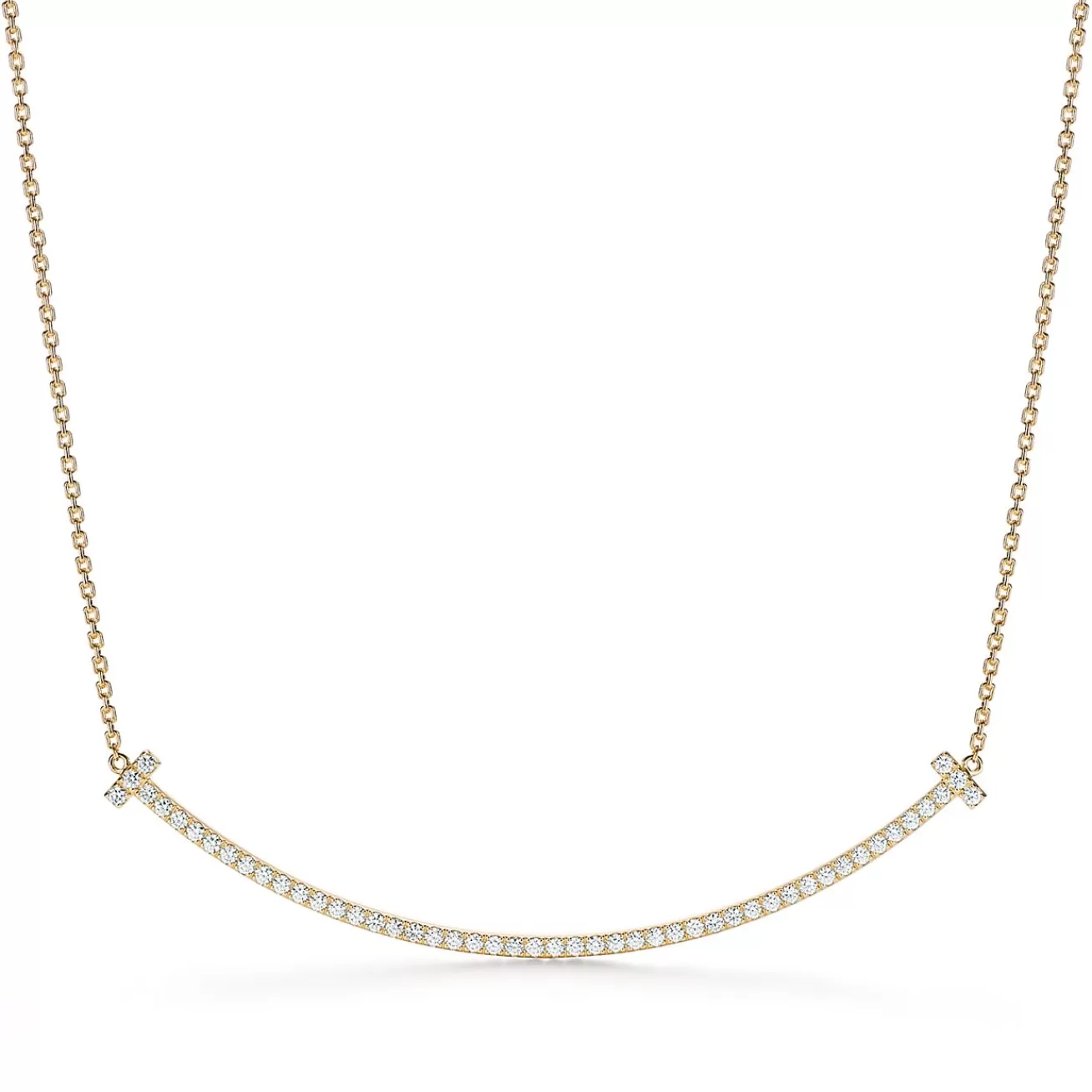 Tiffany & Co. Tiffany T extra large smile pendant in 18k gold with diamonds. | ^ Necklaces & Pendants | Men's Jewelry