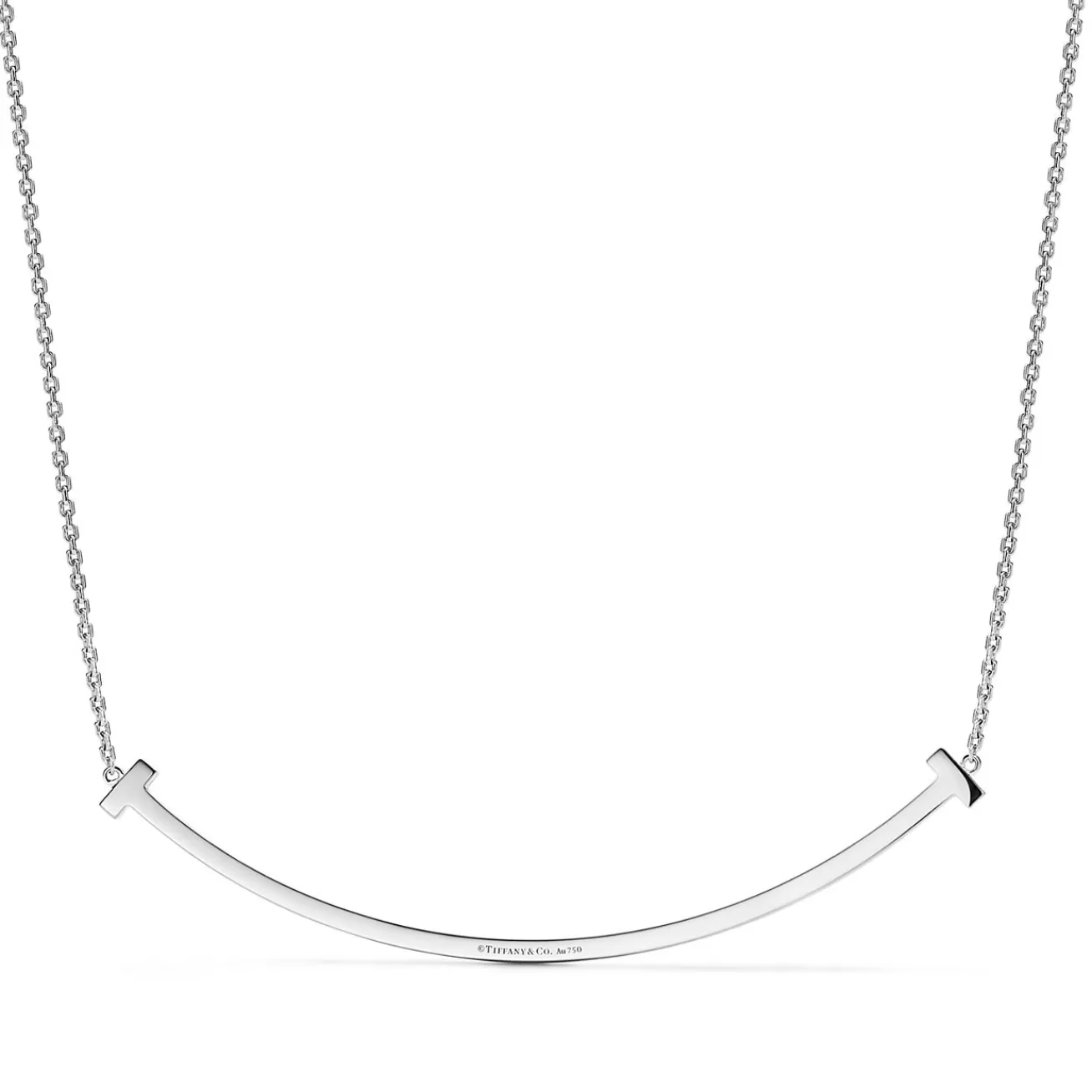 Tiffany & Co. Tiffany T extra large smile pendant in 18k white gold with diamonds. | ^ Necklaces & Pendants | Men's Jewelry