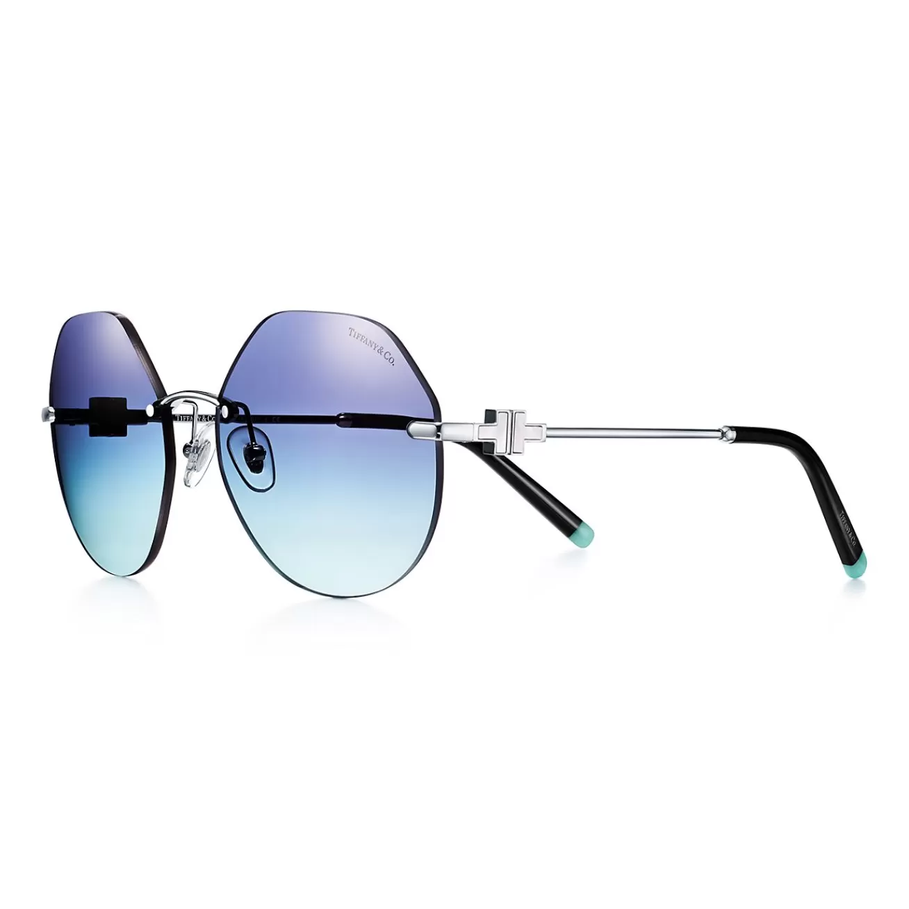 Tiffany & Co. Tiffany T Hexagonal Sunglasses in Silver-colored Metal with Mother-of-pearl | ^ Tiffany T | Sunglasses
