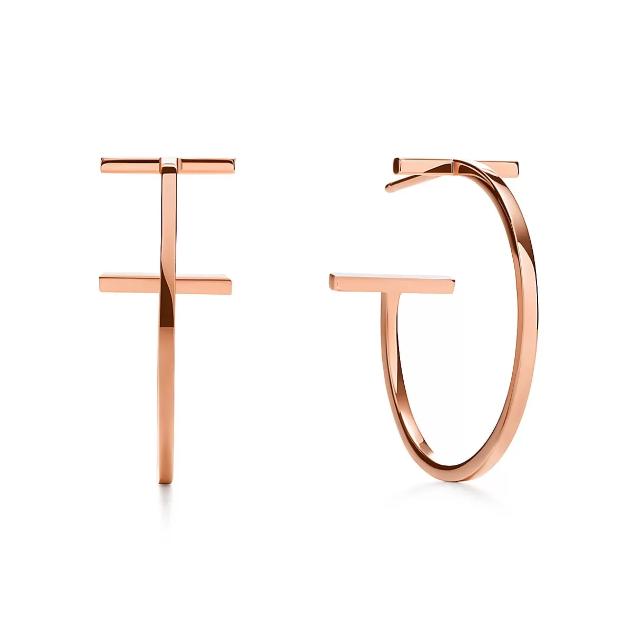Tiffany & Co. Tiffany T hoop earrings in 18k rose gold, medium. | ^ Earrings | Hoop Earrings