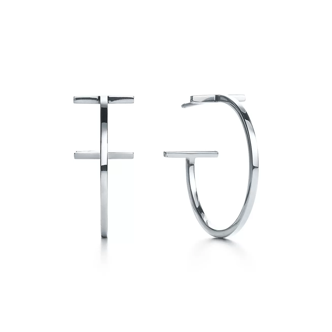 Tiffany & Co. Tiffany T hoop earrings in 18k white gold, medium. | ^ Earrings | Hoop Earrings