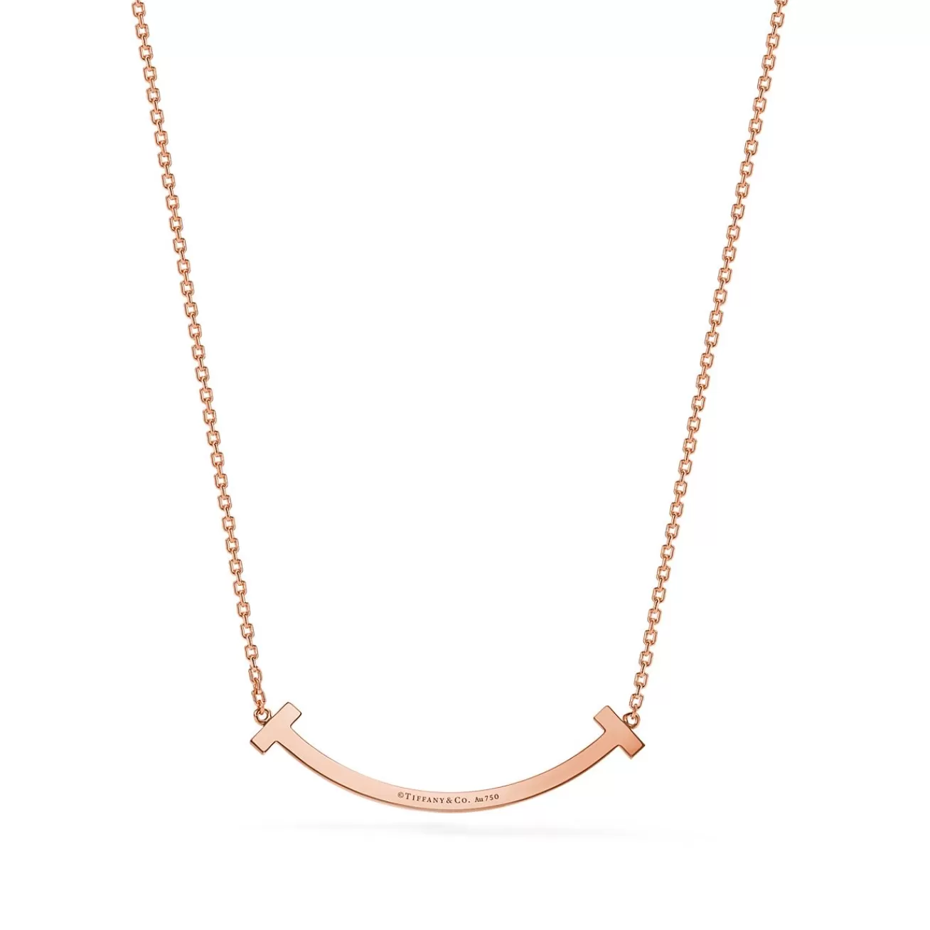 Tiffany & Co. Tiffany T medium smile pendant in 18k rose gold with diamonds. | ^ Necklaces & Pendants | Rose Gold Jewelry