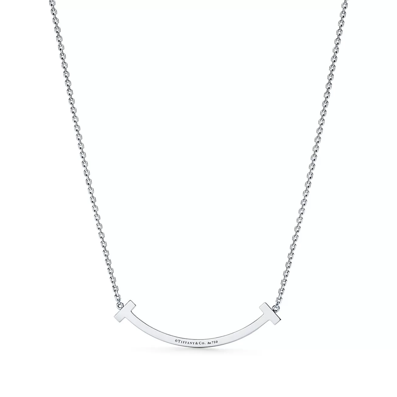 Tiffany & Co. Tiffany T medium smile pendant in 18k white gold with diamonds. | ^ Necklaces & Pendants | Gifts for Her