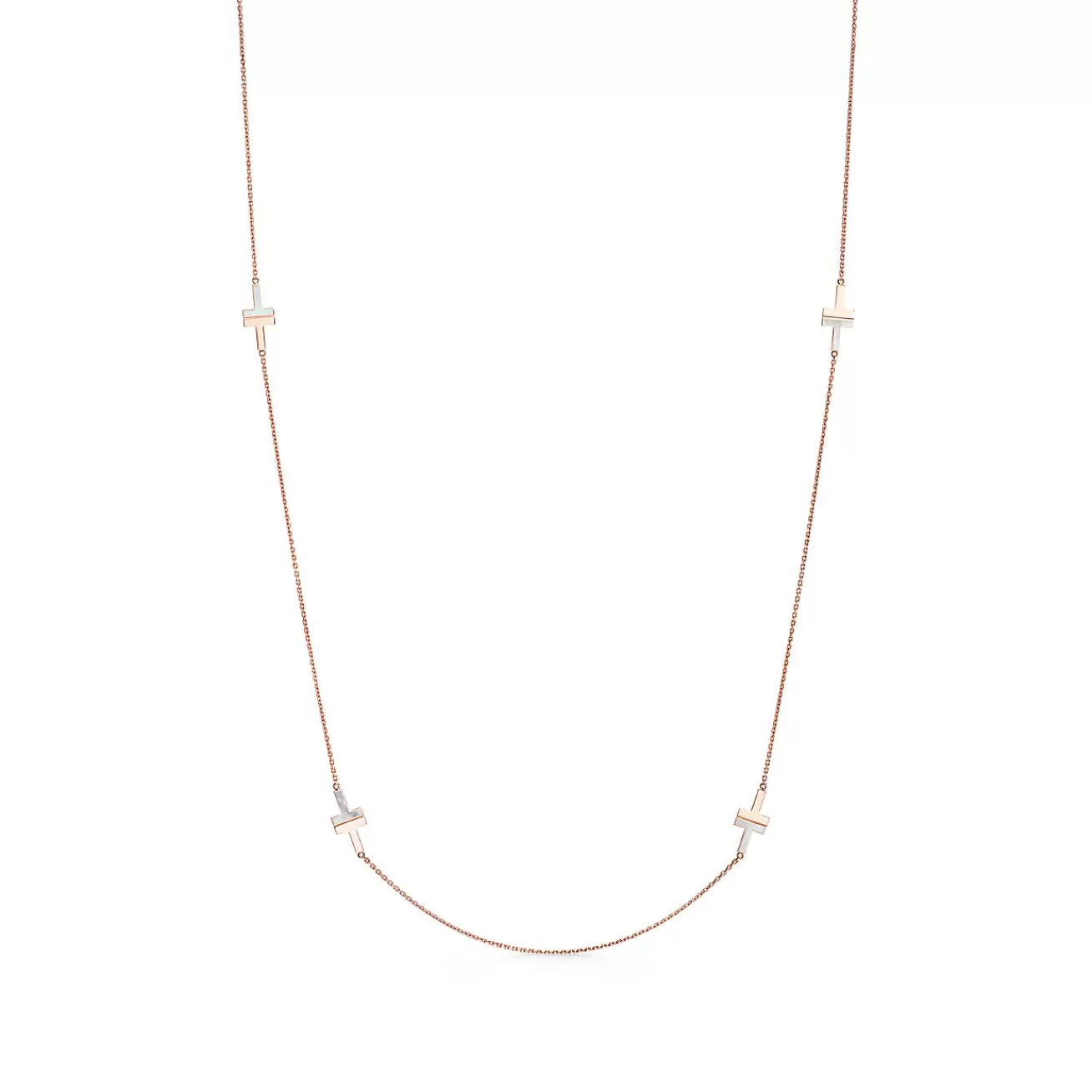 Tiffany & Co. Tiffany T mother-of-pearl station necklace in 18k rose gold. | ^ Necklaces & Pendants | Rose Gold Jewelry