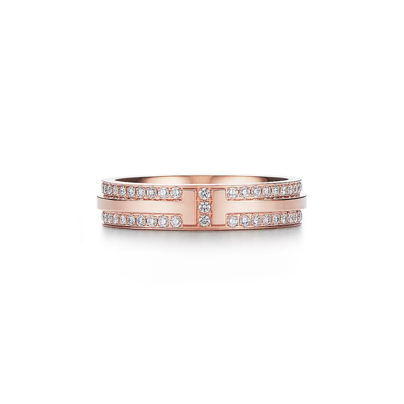 Tiffany & Co. Tiffany T narrow pavé diamond ring in 18k rose gold, 4.5 mm wide. | ^Women Rings | Men's Jewelry