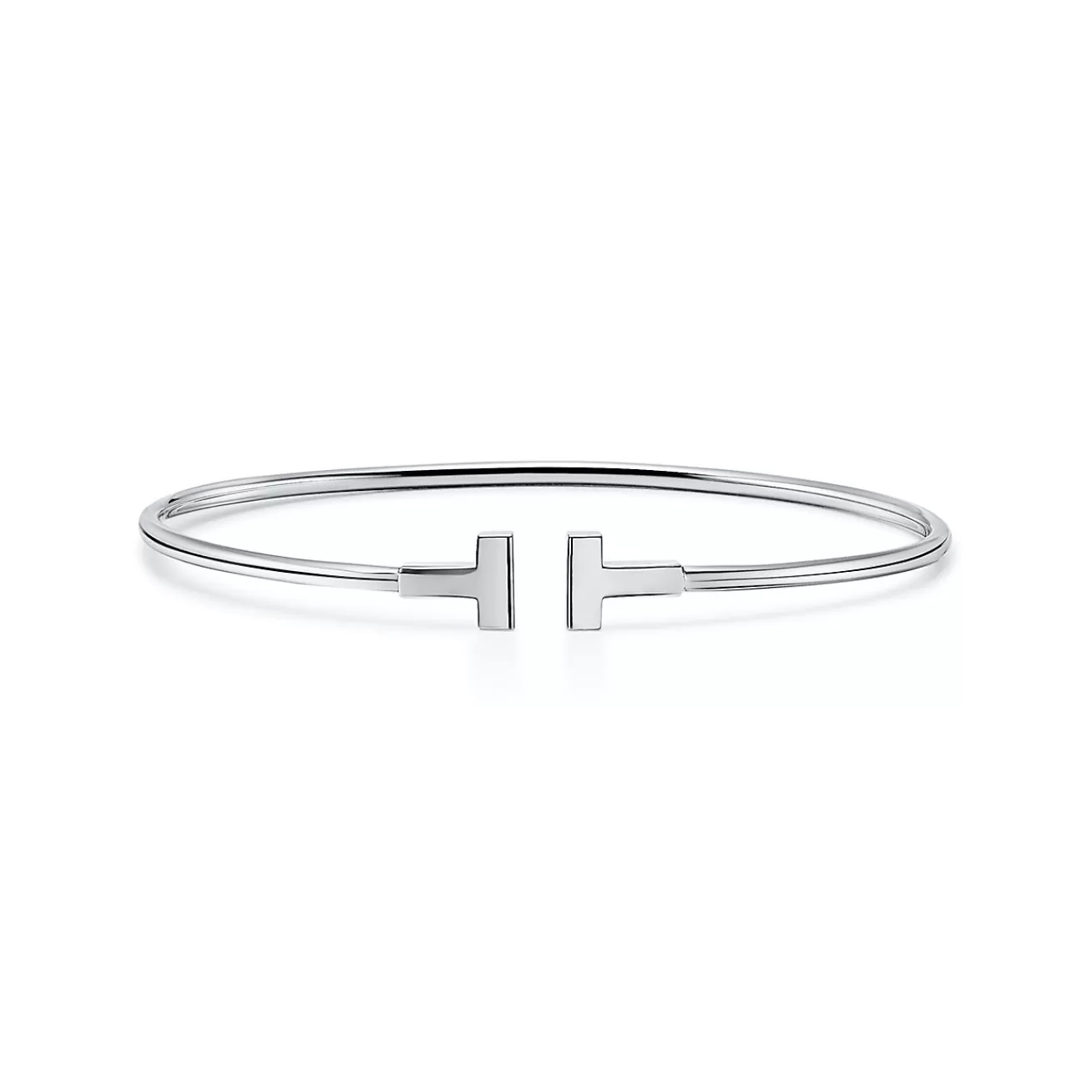 Tiffany & Co. Tiffany T narrow wire bracelet in 18k white gold, medium. | ^ Bracelets | Men's Jewelry