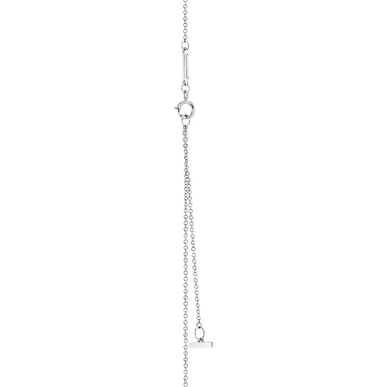 Tiffany & Co. Tiffany T open horizontal diamond bar pendant in 18k white gold. | ^ Necklaces & Pendants | Diamond Jewelry