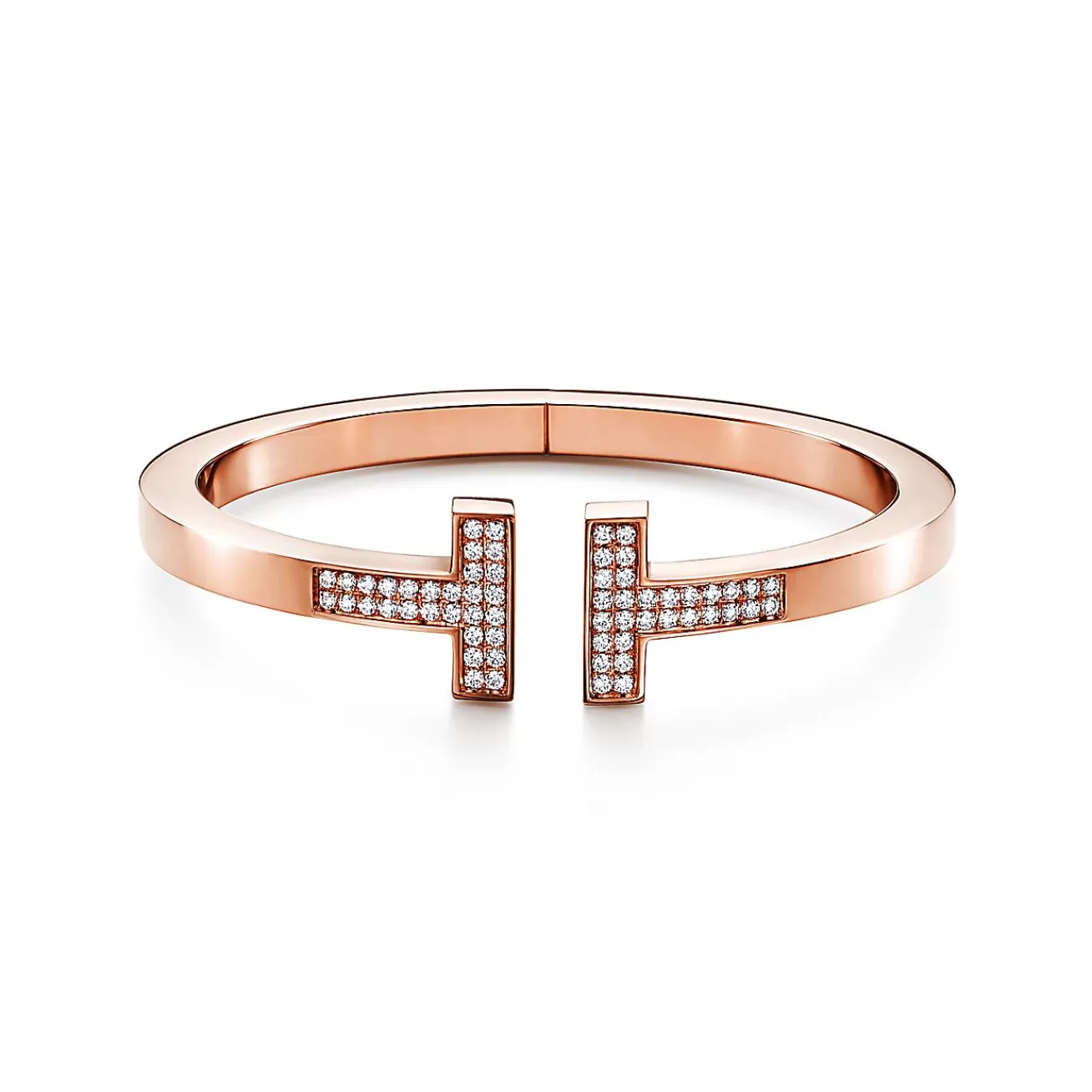 Tiffany & Co. Tiffany T pavé diamond square bracelet in 18k rose gold, medium. | ^ Bracelets | Men's Jewelry
