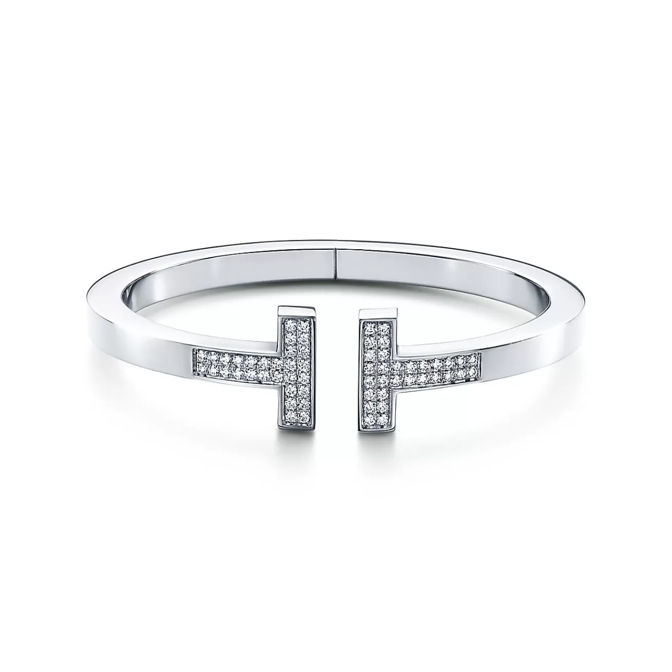 Tiffany & Co. Tiffany T pavé diamond square bracelet in 18k white gold, medium. | ^ Bracelets | Men's Jewelry